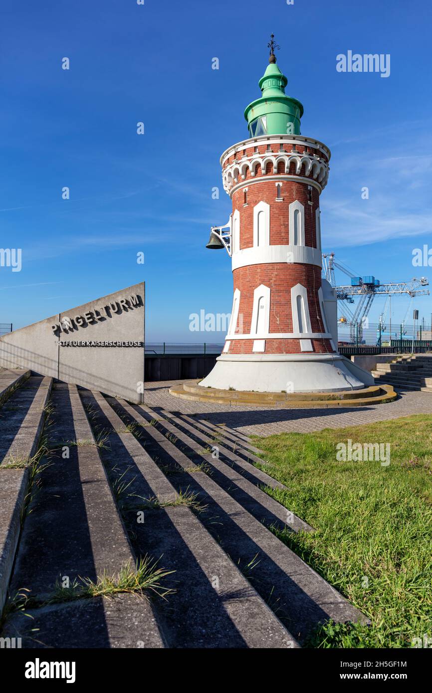 Caesar`s Lock East Light, im Volksmund „Pingelturm“ in Bremerhaven Stockfoto